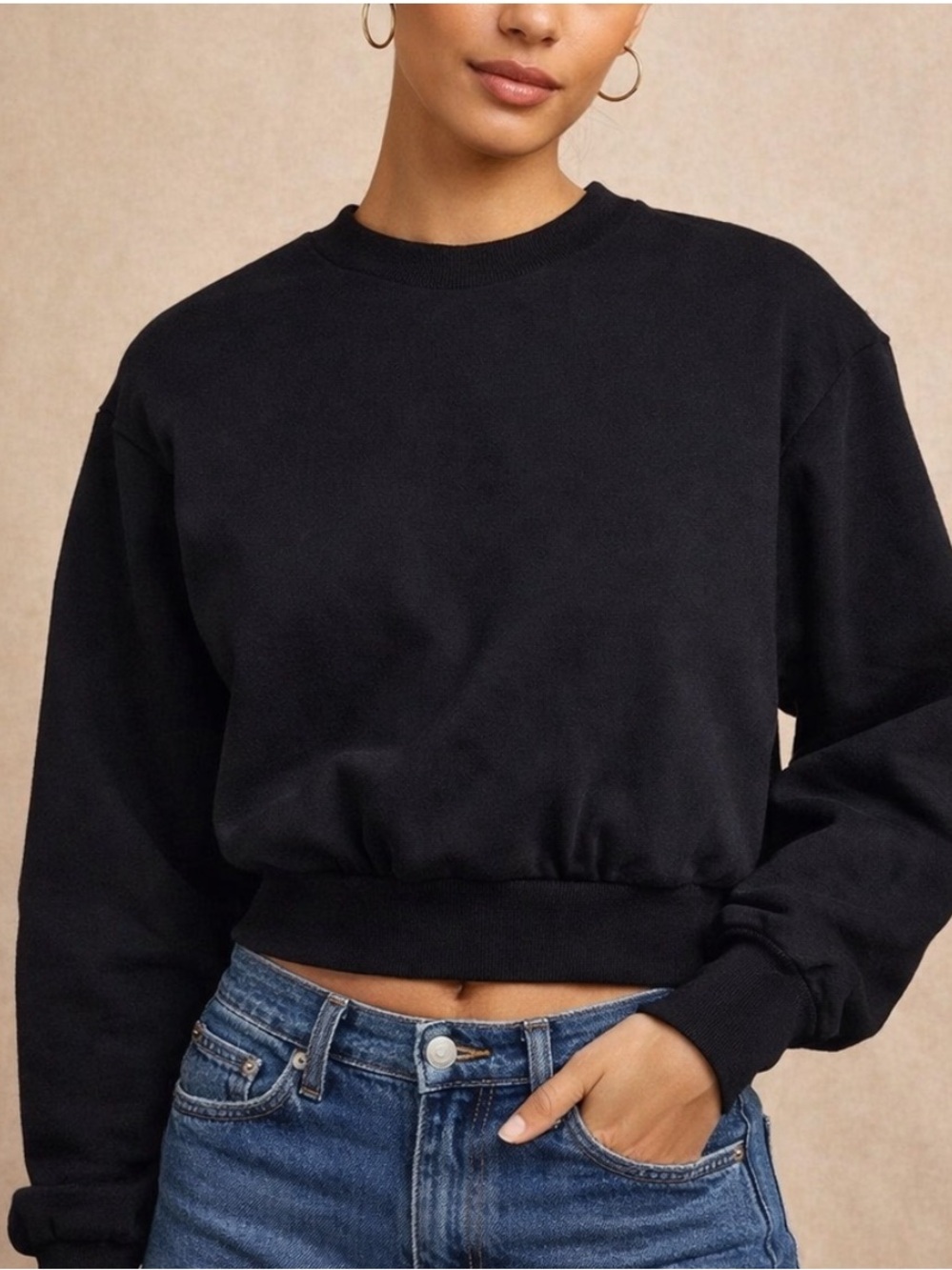Wild Fable Sweatshirt size XXL Black Cropped Crewneck grunge goth emo layering